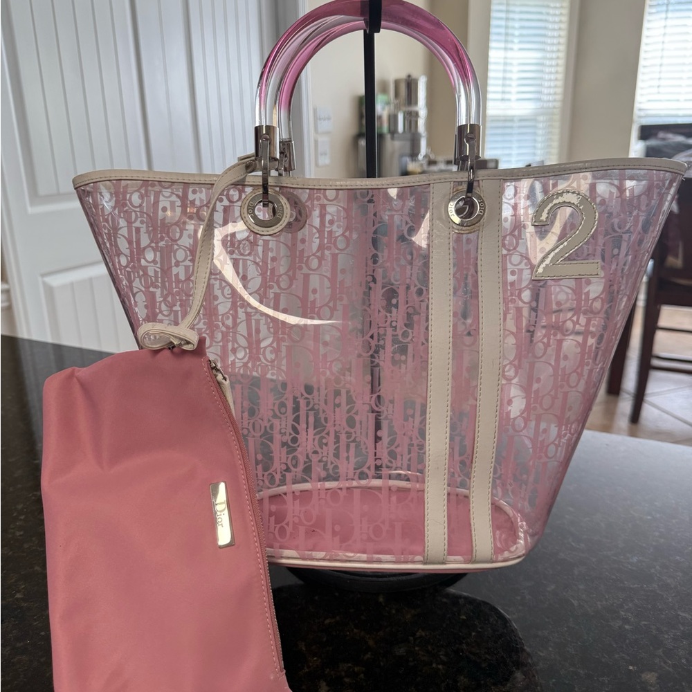 Dior Pink and Cream Transparent Tote